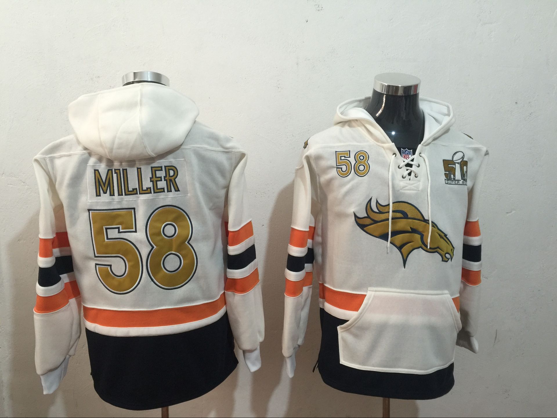 Men NFL Nike Denver Broncos #58 Miller white Sweatshirts